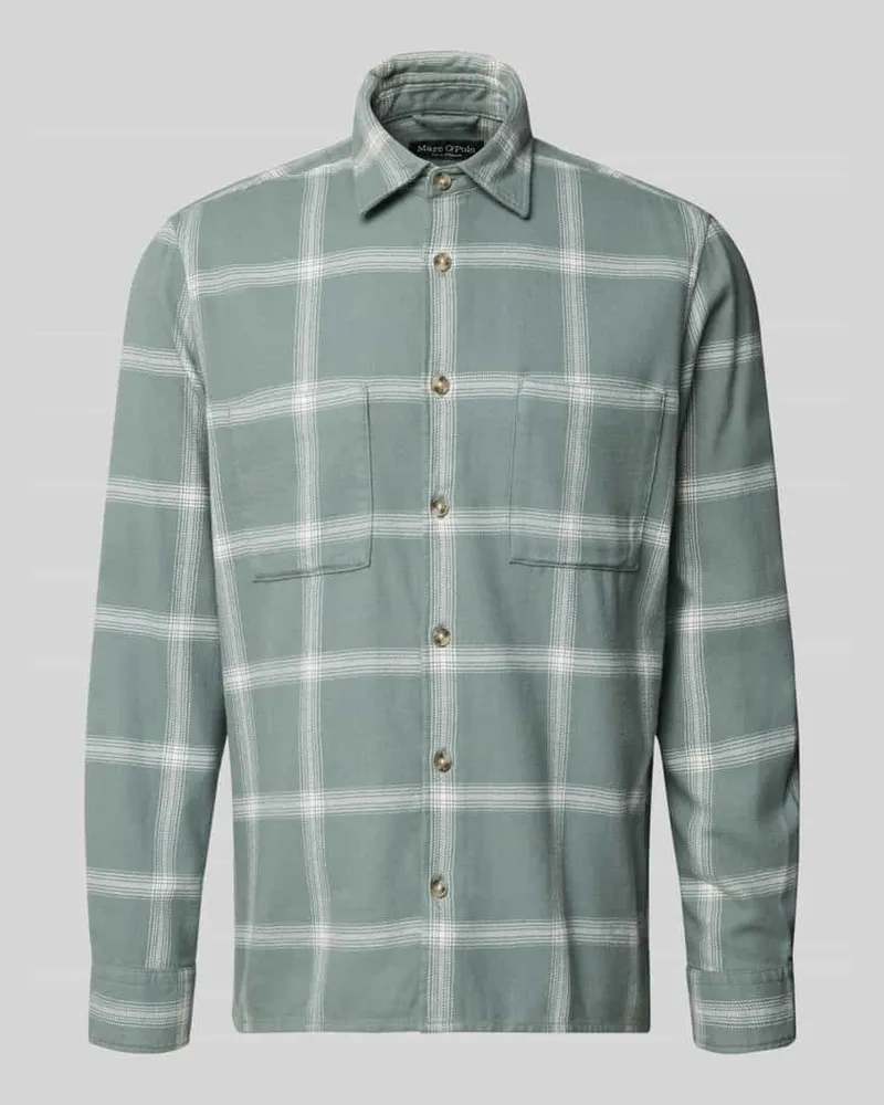 Marc O'Polo Regular Fit Freizeithemd aus reiner Bio-Baumwolle Eisblau