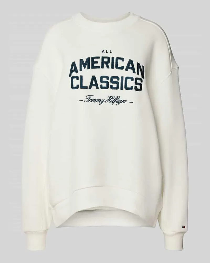Tommy Hilfiger Relaxed Fit Terry-Sweatshirt aus Baumwollmix Ecru