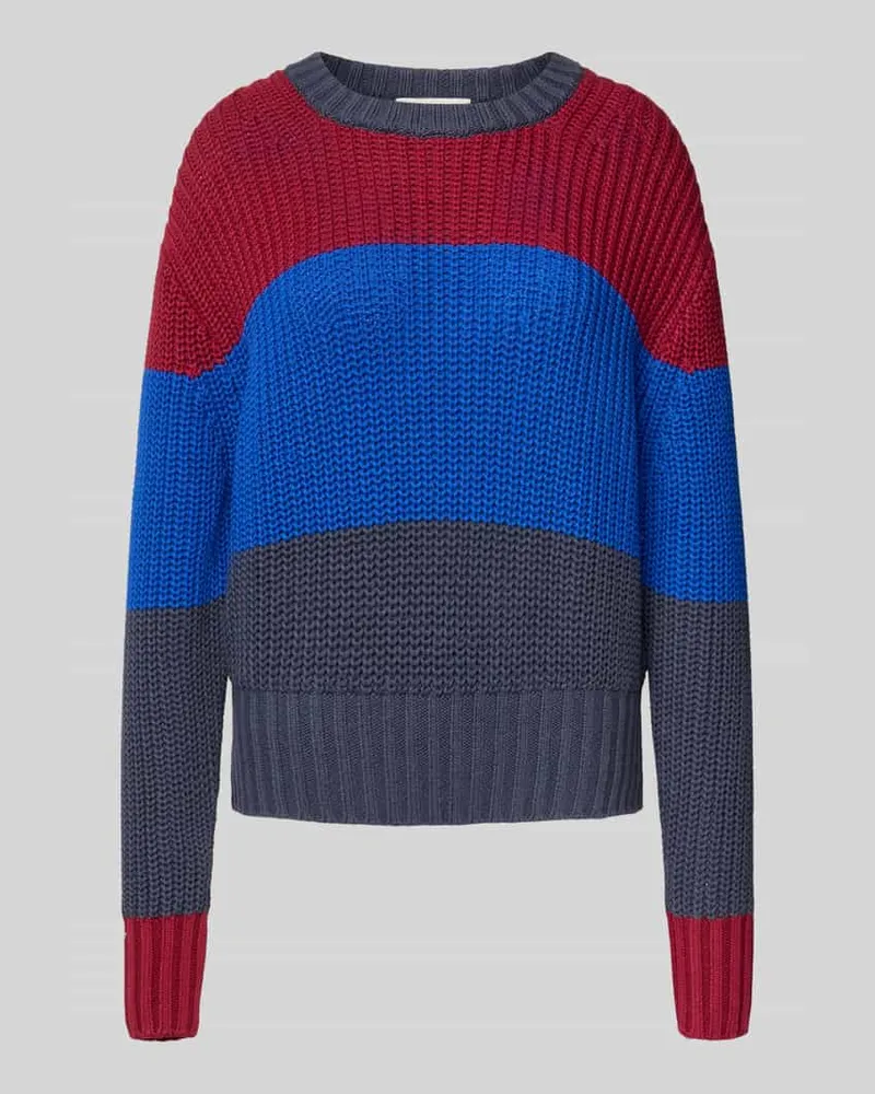 Calvin Klein Strickpullover mit Rundhalsausschnitt und Streifenmuster Bordeaux