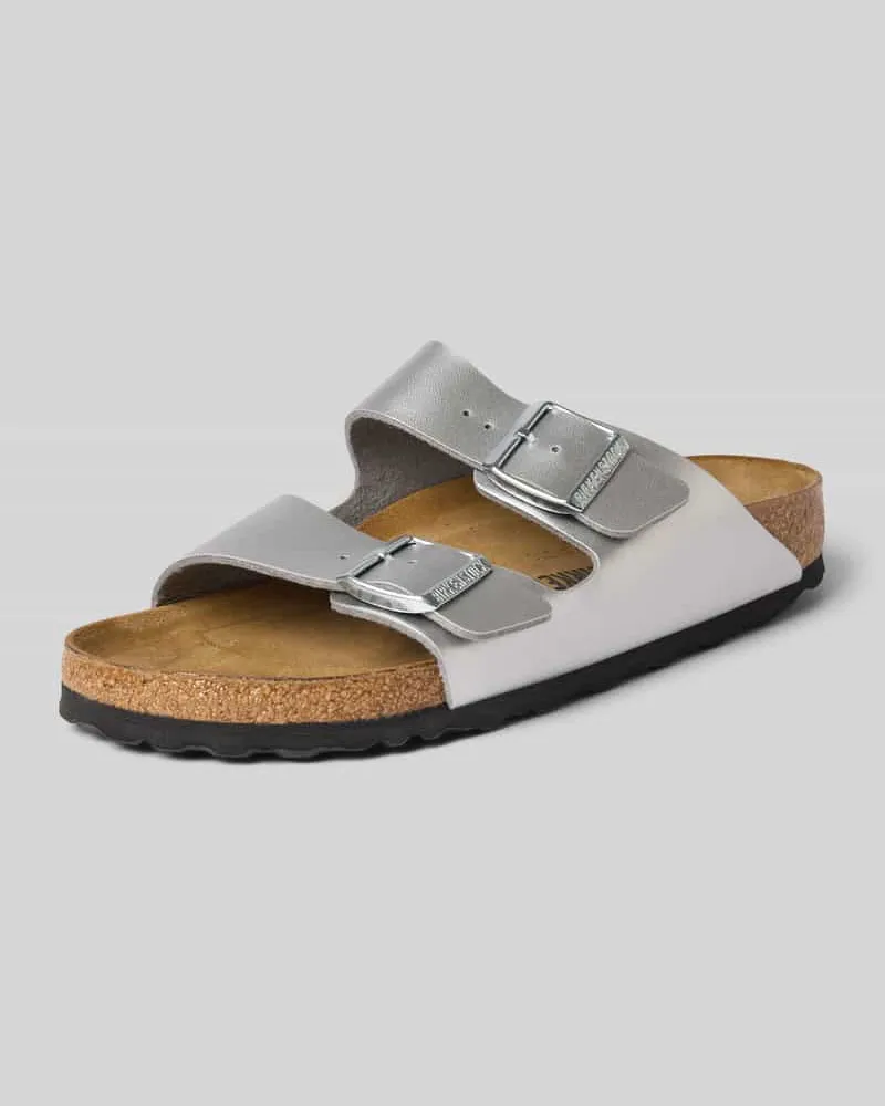 Birkenstock Slipper in Leder-Optik Modell 'Arizona Silber