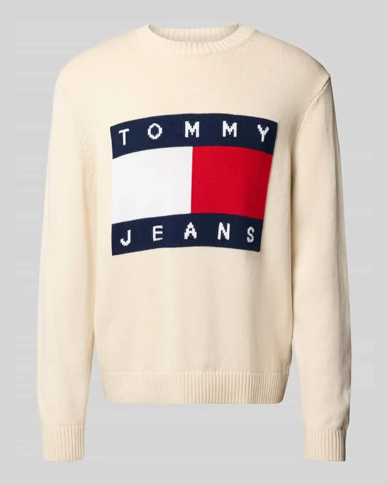 Tommy Hilfiger Regular Fit Strickpullover aus reiner Baumwolle Offwhite