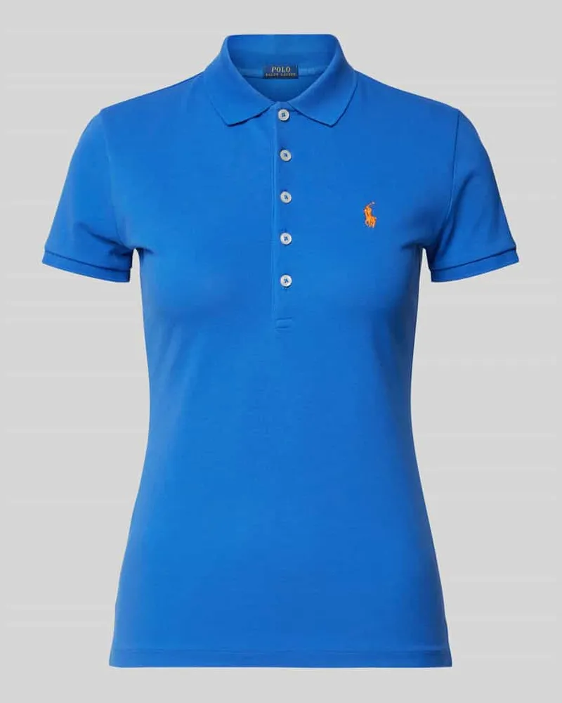 Ralph Lauren Poloshirt mit Label-Stitching Modell 'JULIE Blau