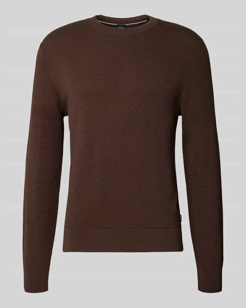 HUGO BOSS Regular Fit Pullover aus reiner Baumwolle Modell 'Lalex Dunkelbraun