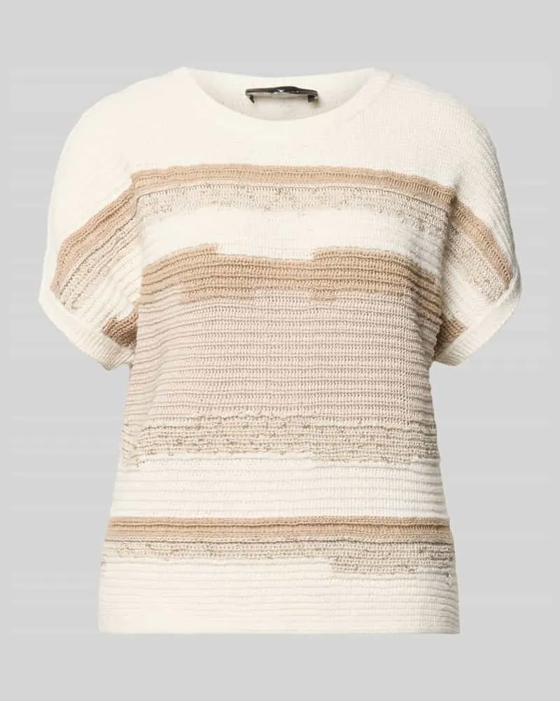 monari Strickshirt mit Kappärmeln und Rundhalsausschnitt Ecru