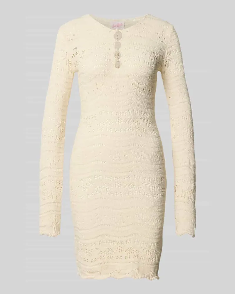 MC2 Saint Barth Knielanges Strickkleid mit kurzer Knopfleiste Modell 'ILANY Beige