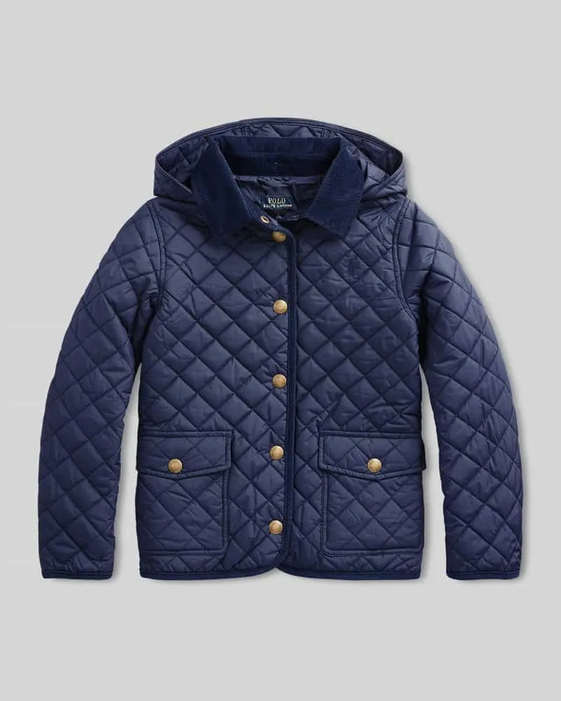 Ralph Lauren Steppjacke mit Kapuze und Label Stitching Marine