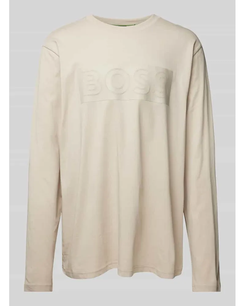 HUGO BOSS Longsleeve mit Label-Print Modell 'Togn Beige