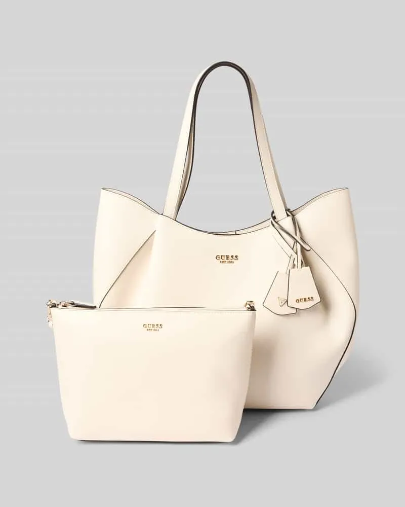Guess Tote Bag in Leder-Optik Modell 'Amorette Offwhite