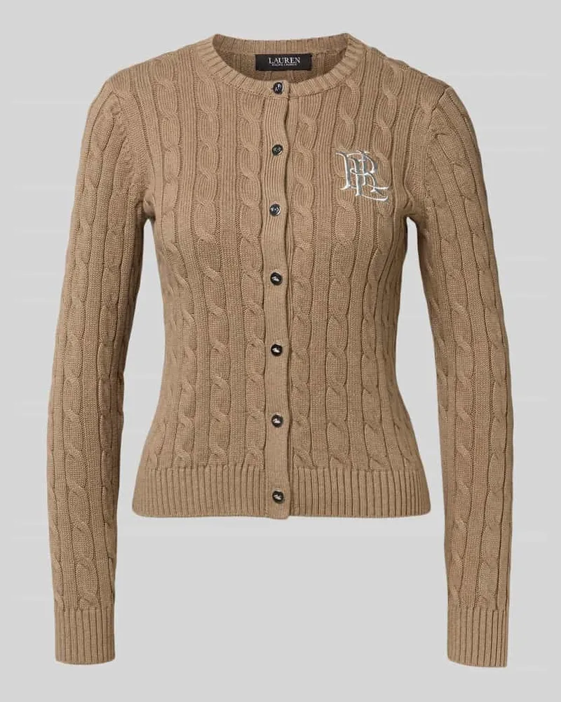 Ralph Lauren Strickjacke mit Zopfmuster Modell 'RALHAN Mittelgrau
