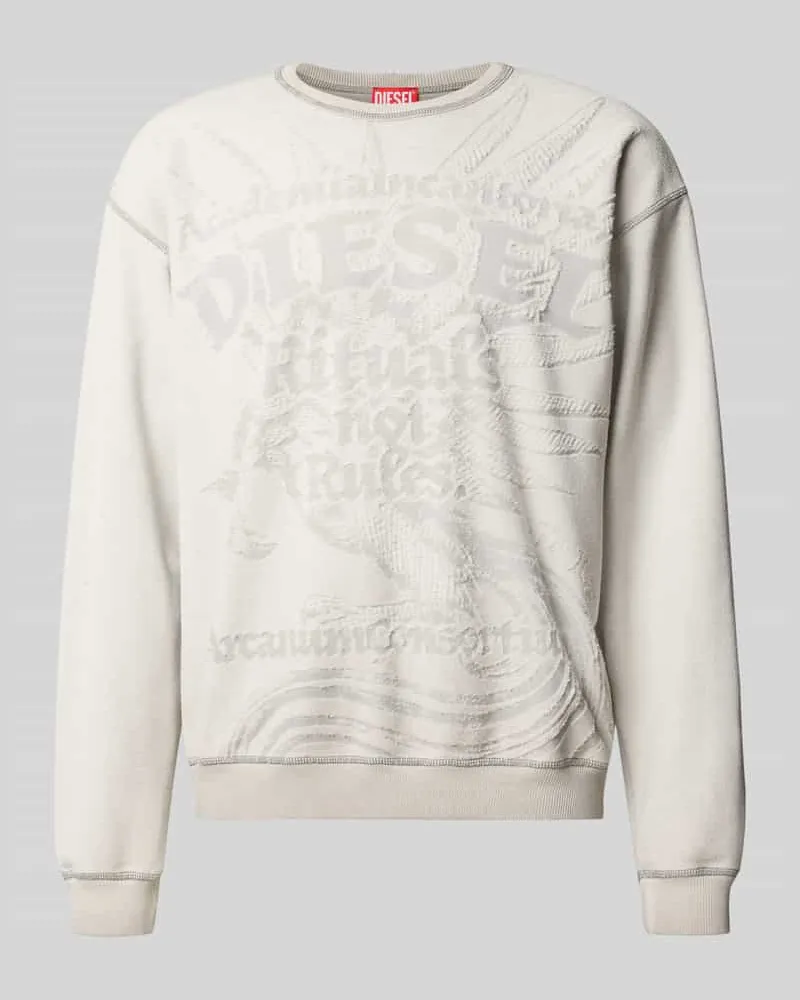 Diesel Sweatshirt mit Jacquard Logo-Detail Hellgrau