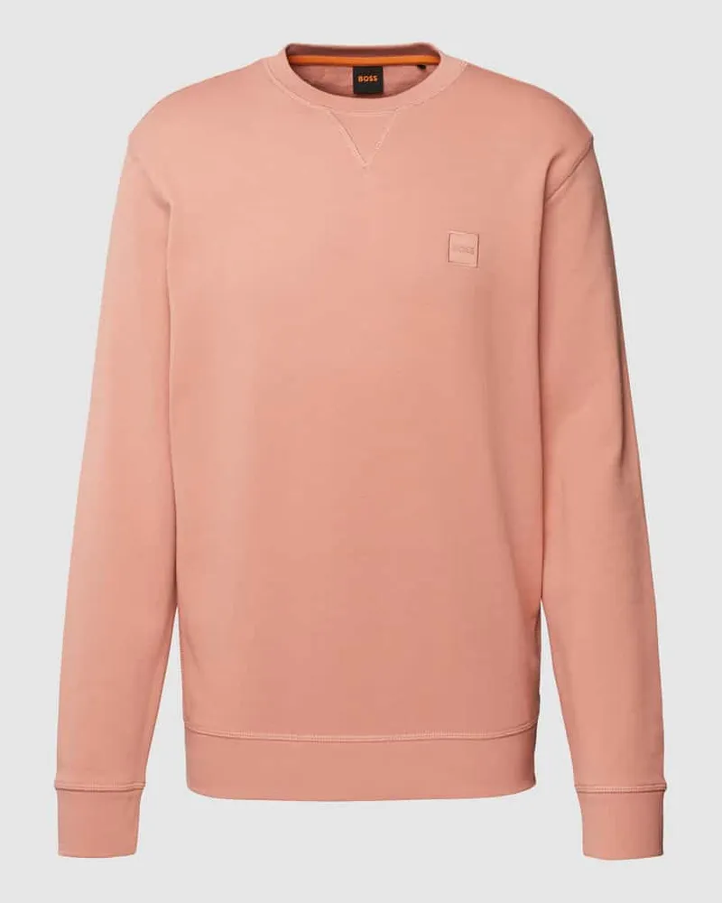 HUGO BOSS Sweatshirt mit Label-Patch Modell 'Westart Hellrot