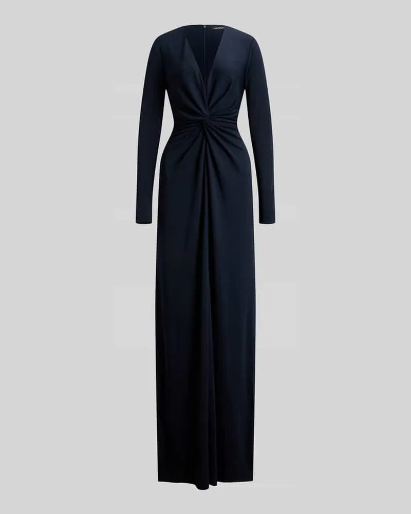Ralph Lauren Abendkleid mit tiefem Ausschnitt und Knoten-Detail Dunkelblau