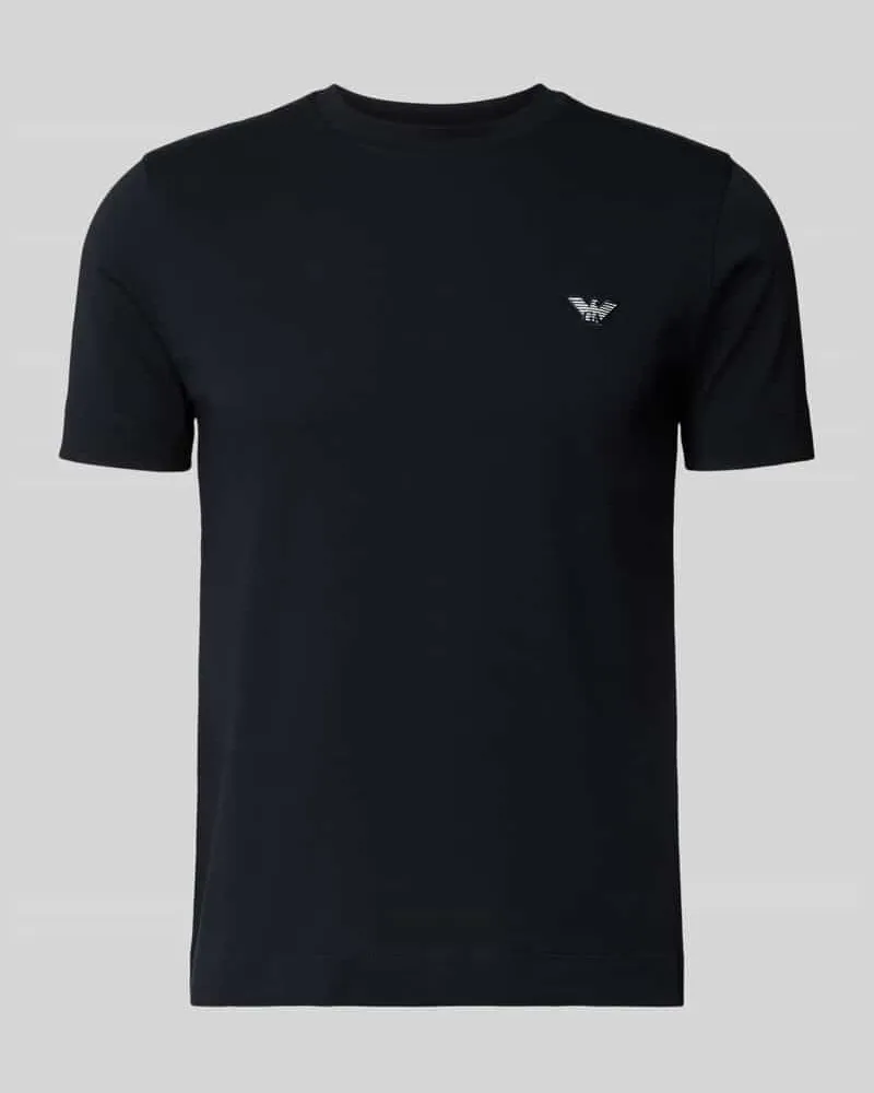 Emporio Armani T-Shirt mit Label-Stitching und Rundhalsausschnitt Marine