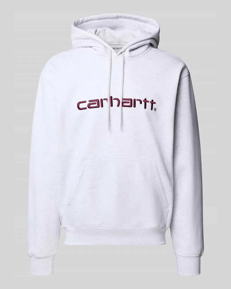 Carhartt WIP Hoodie mit Label-Stitching und Känguru-Tasche Hellgrau