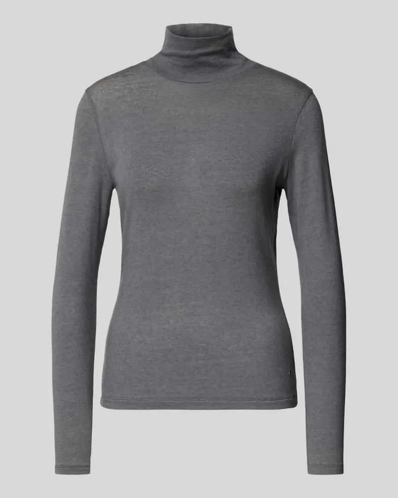 windsor. Longsleeve mit geripptem Stehkragen Hellgrau