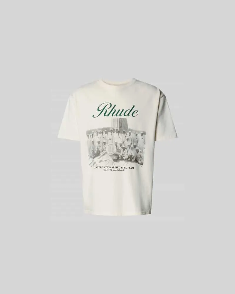 RHUDE Regular Fit T-Shirt aus Baumwolle Beige
