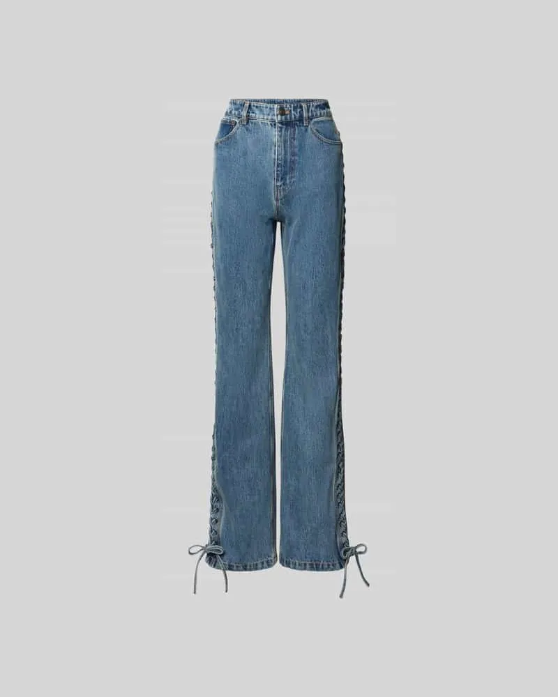 ROTATE Birger Christensen Straight Fit Jeans mit Zierschleifen Jeansblau