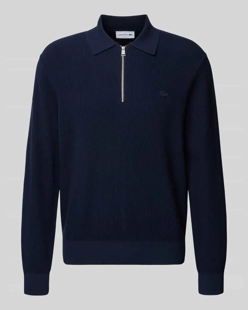 Lacoste Regular Fit Strickpullover in Waffel-Optik Marine