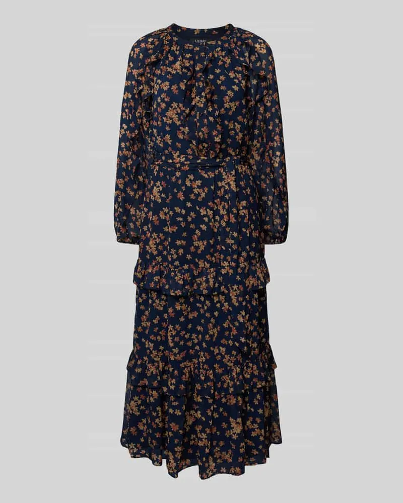 Ralph Lauren Midikleid mit Volants Modell 'CHEMERIN Marine