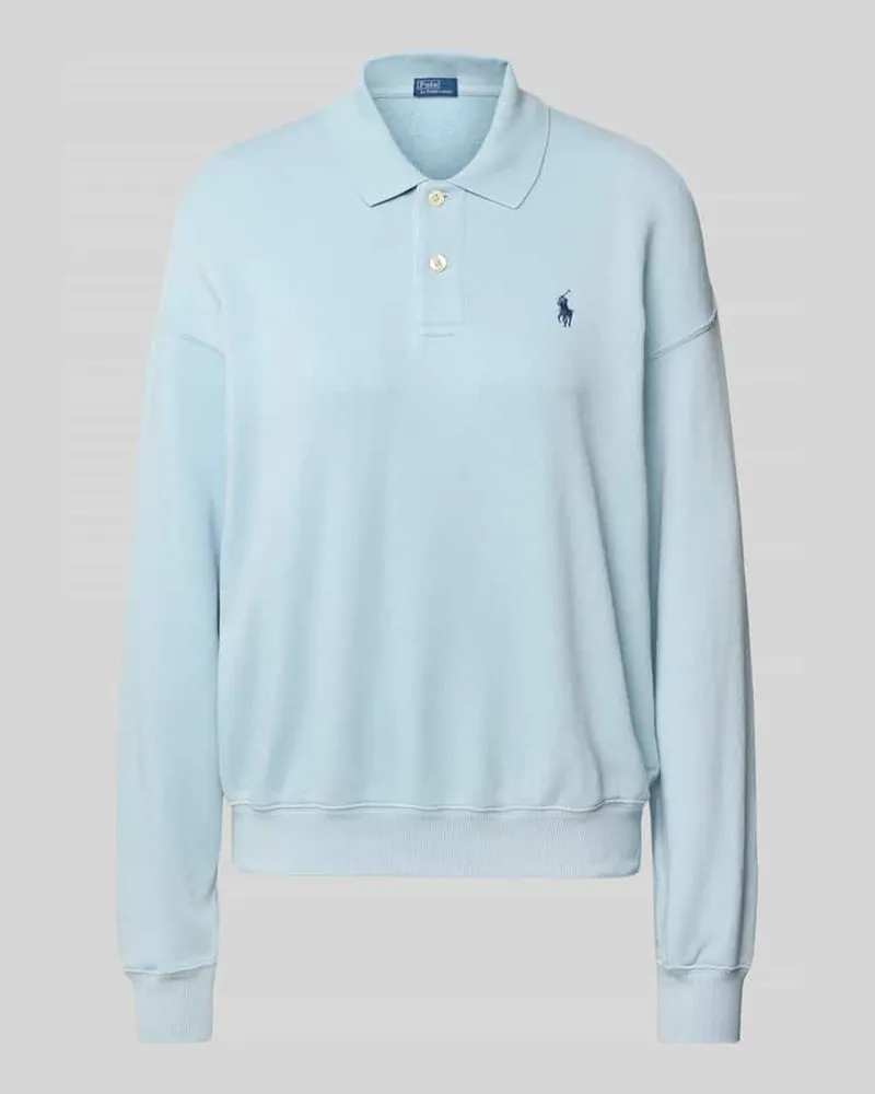 Ralph Lauren Sweatshirt mit Polokragen und Label-Stitching Hellblau