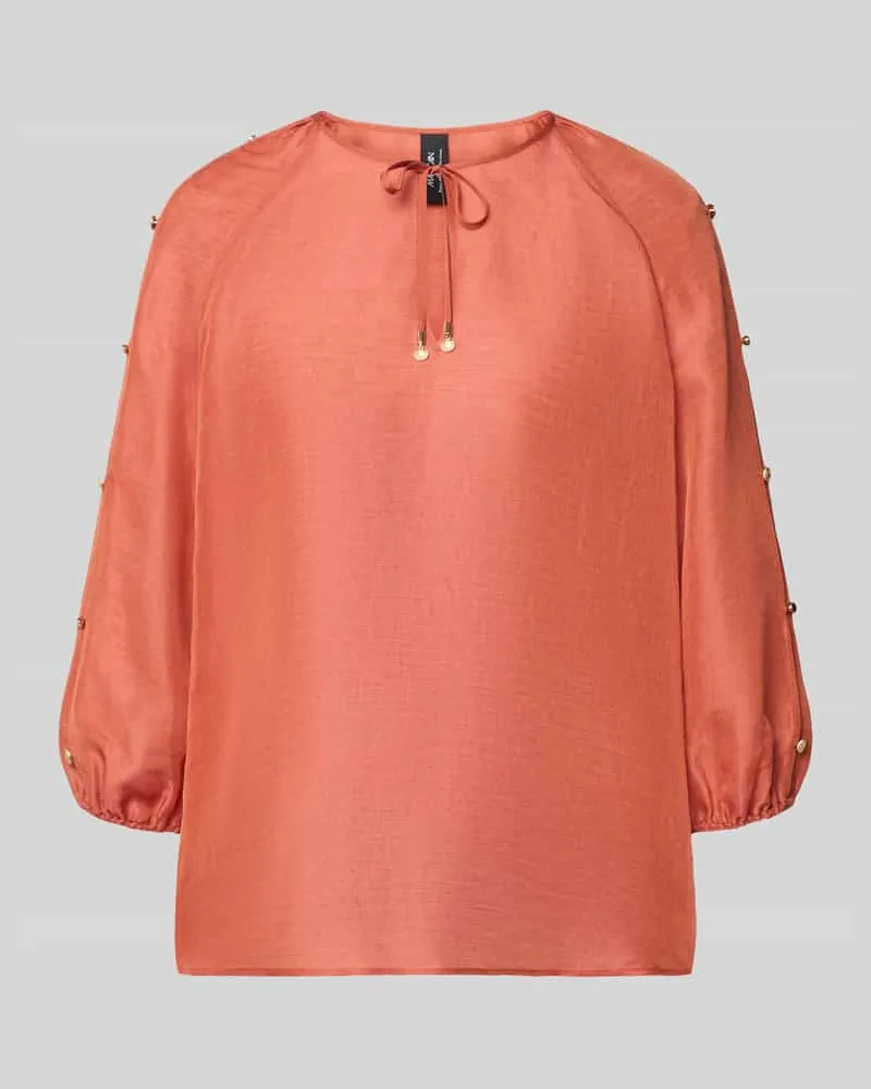 Marc Cain Bluse aus Leinen-Mix mit Zierknöpfen Rostrot