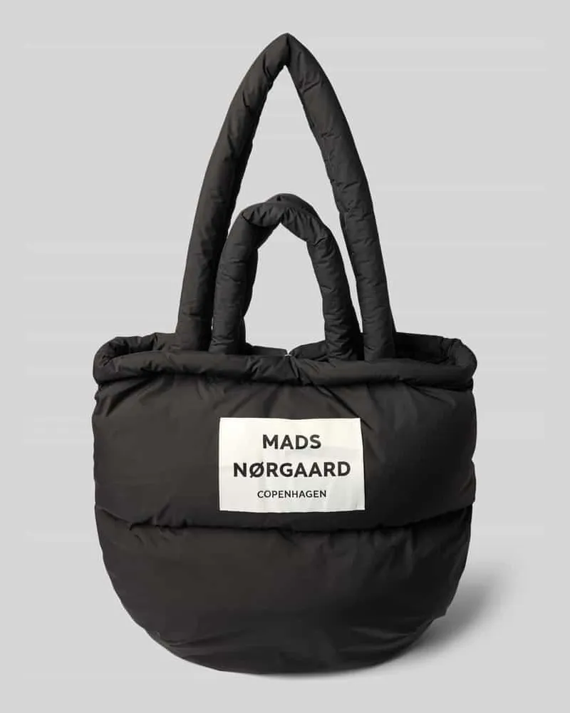 Mads Nørgaard Tote Bag mit Logo-Patch in Stepp-Optik Modell 'Pillow Black