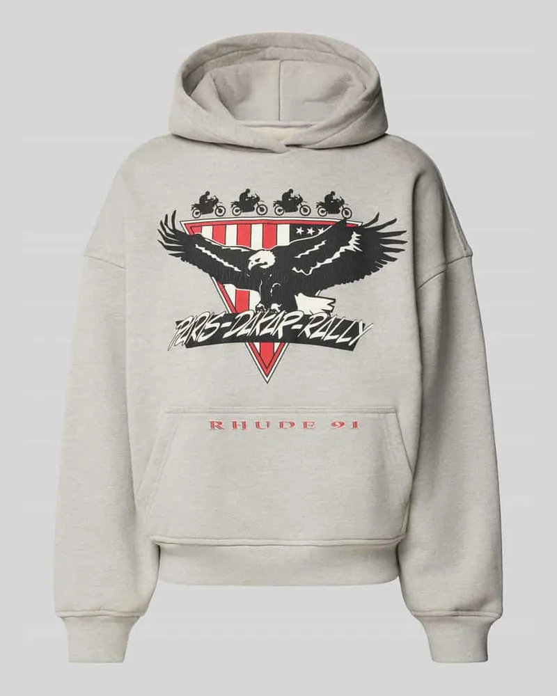 RHUDE Oversized Hoodie aus Baumwoll-Mix Hellgrau