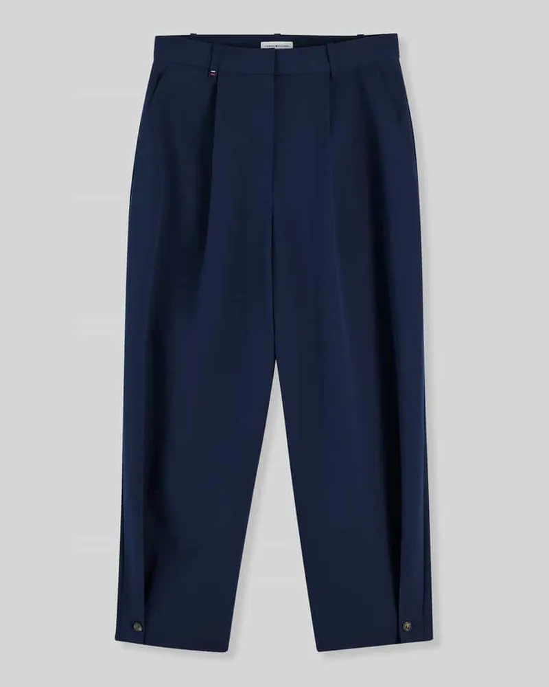 Tommy Hilfiger Barrel Fit Bundfaltenhose aus Viskose-Mix Marine