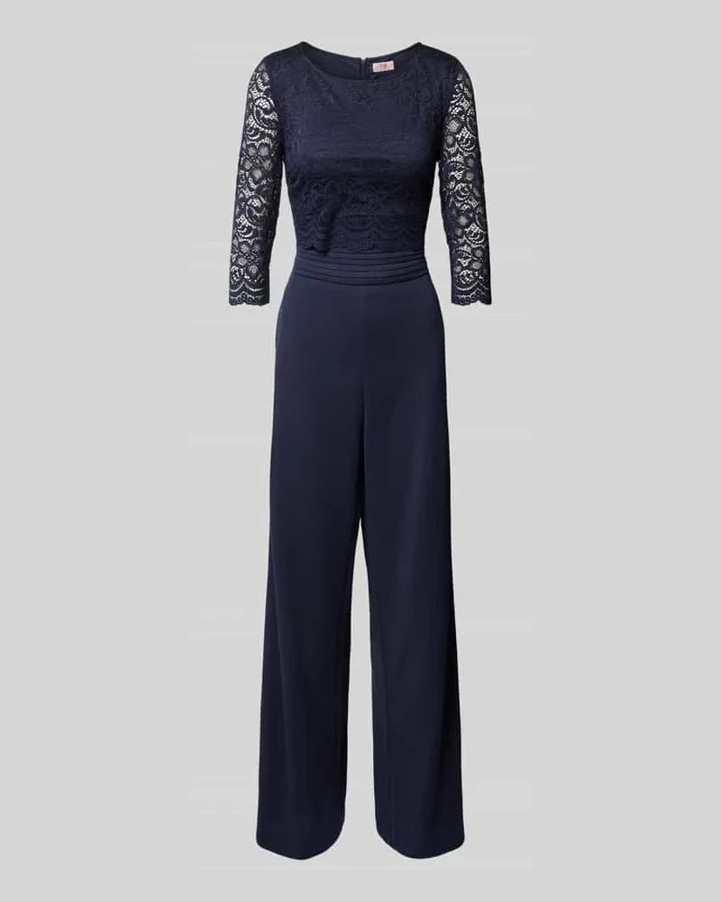 Vera Mont Jumpsuit mit Spitzenbesatz Dunkelblau