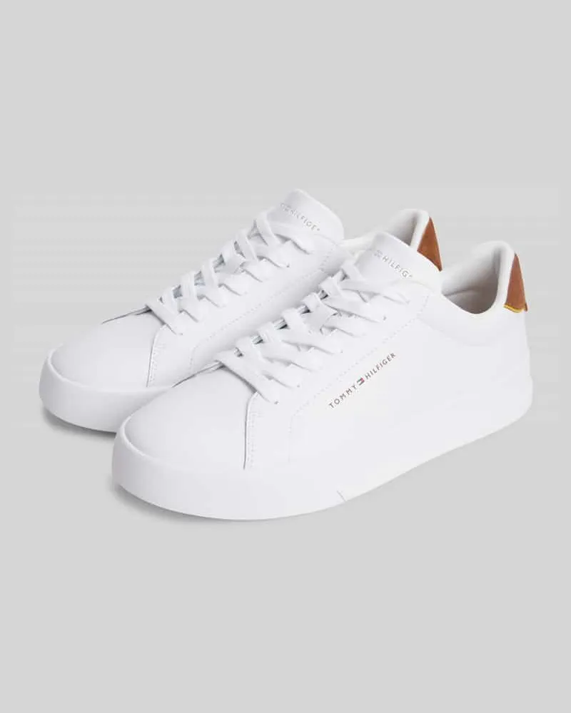 Tommy Hilfiger Sneaker aus Leder-Mix mit Label-Details Weiss