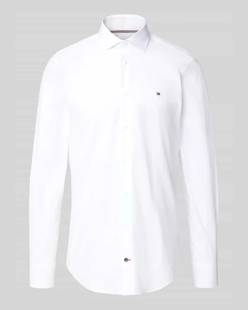 Tommy Hilfiger Slim Fit Businesshemd aus Baumwoll-Mix Weiss