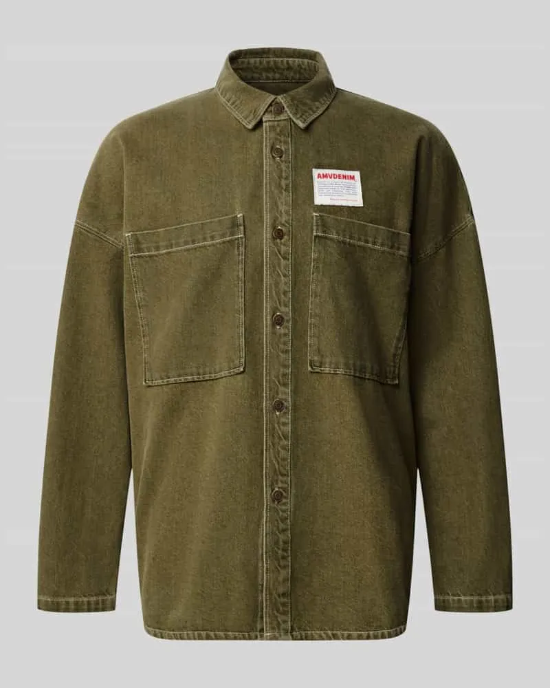 American Vintage Relaxed Fit Jeanshemd mit Label-Detail Modell 'UZATOWN CHEMISES Khaki