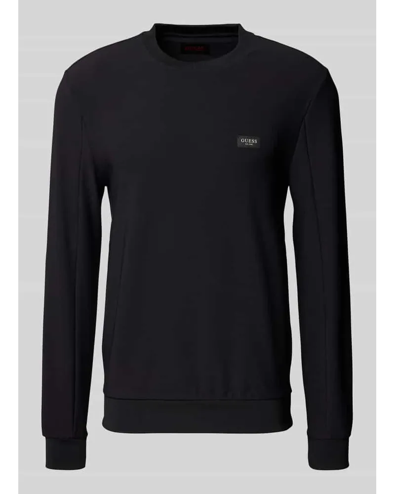 Guess Sweatshirt mit Label-Badge Black