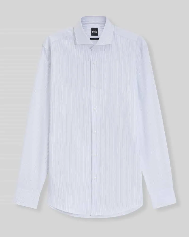 HUGO BOSS Slim Businesshemd mit strukturierten Manschetten Bleu