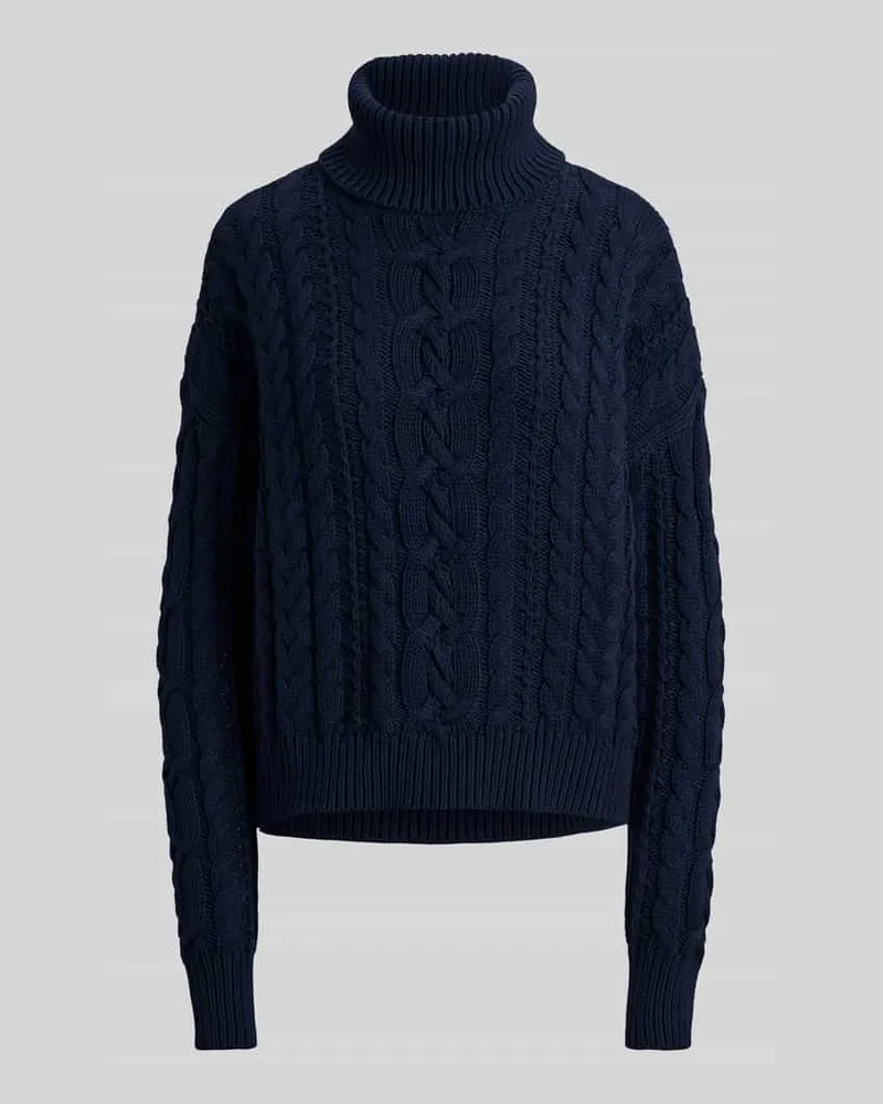 Ralph Lauren Pullover mit Rollkragen Zopfstrick Marine
