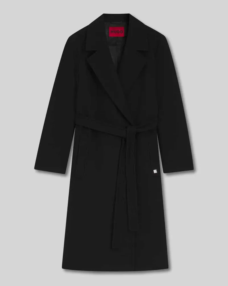 HUGO BOSS Regular Fit Mantel mit Woll-Anteil Modell 'MELZY Black