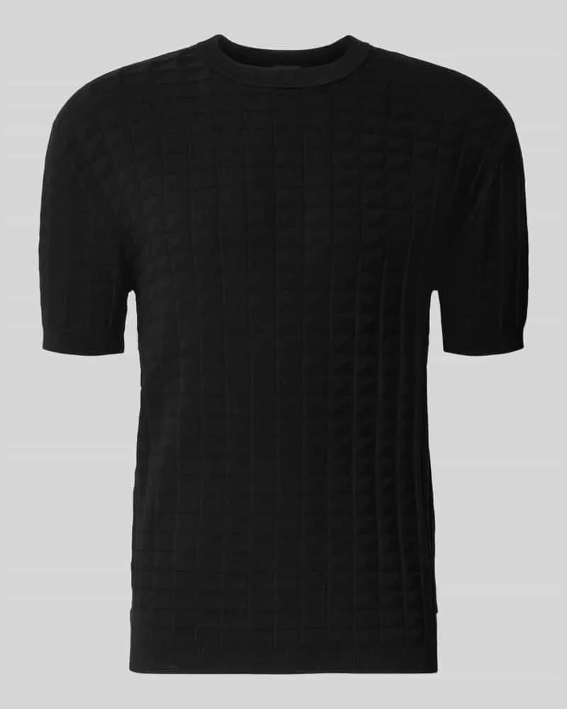 Armani Exchange Strickshirt aus Viskose-Mix mit Strukturmuster Black