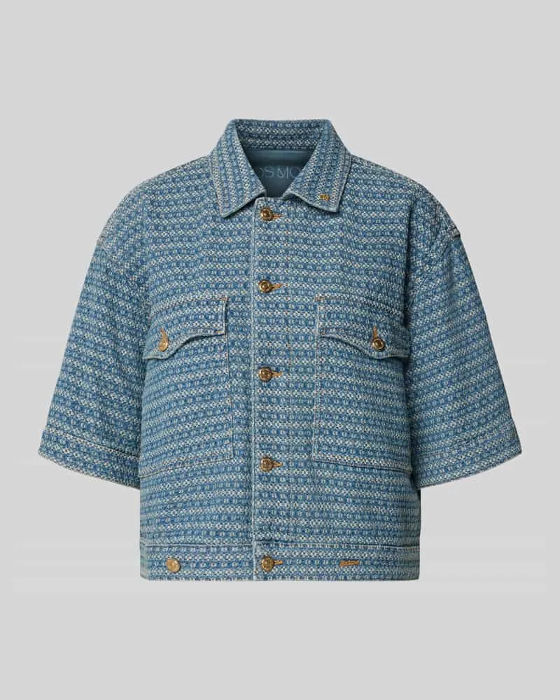 Mos Mosh Relaxed Fit Jacke in Denim-Optik mit Brusttaschen Modell 'Ebba Blau