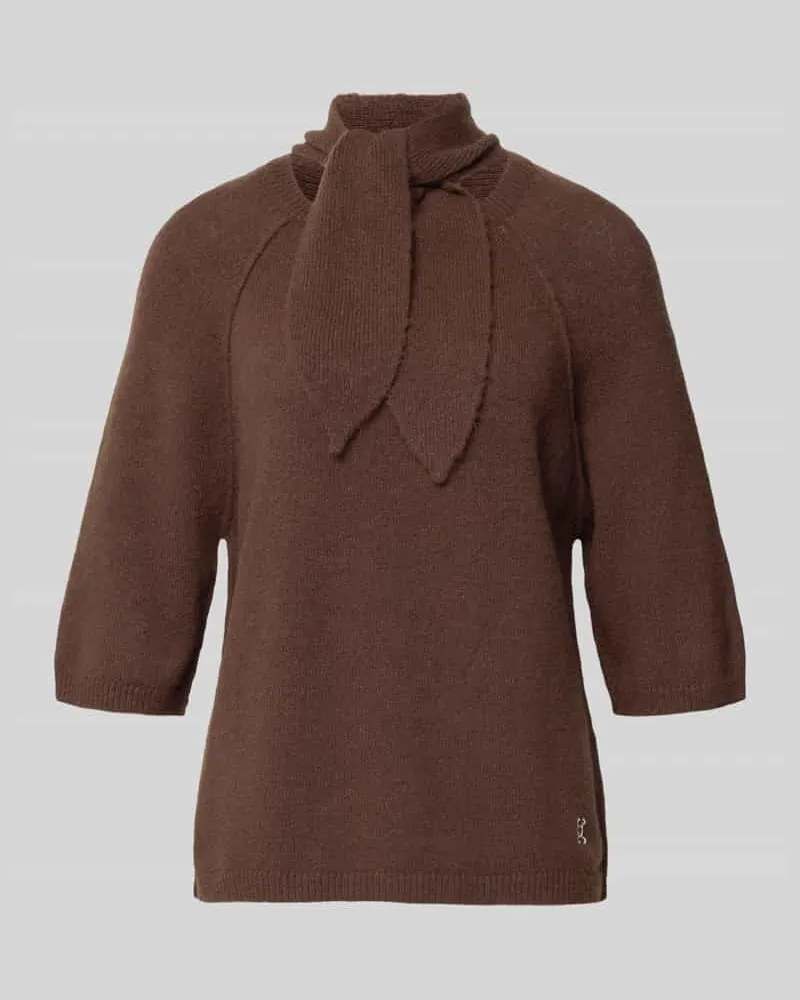 Smith & Soul Strickshirt mit Schal und Rundhalsausschnitt Dunkelbraun