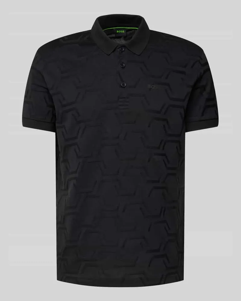 HUGO BOSS Regular Fit Poloshirt mit Strukturmuster Modell 'Paddy Black