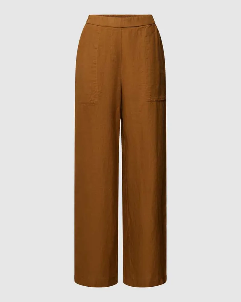 Marc O'Polo Leinenhose mit Ziernähten Mittelbraun