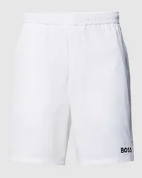 HUGO BOSS Shorts mit Label-Print Weiss