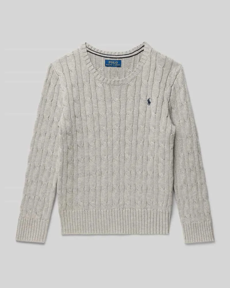 Ralph Lauren Strickpullover mit gerippten Abschlüssen Mittelgrau