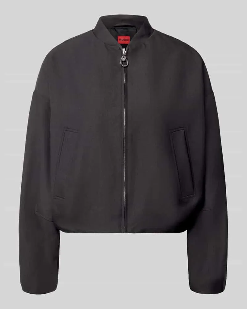 HUGO BOSS Regular Fit Bomberjacke mit Zweiwege-Reißverschluss Modell 'Antean-1 Black