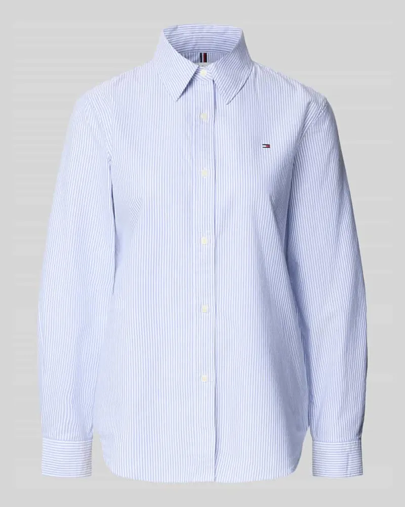 Tommy Hilfiger Relaxed Fit Hemdbluse aus reiner Baumwolle Hellblau