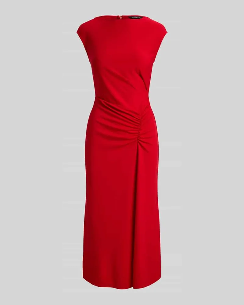 Ralph Lauren Midikleid mit gerafften Falten in der Taille Rot