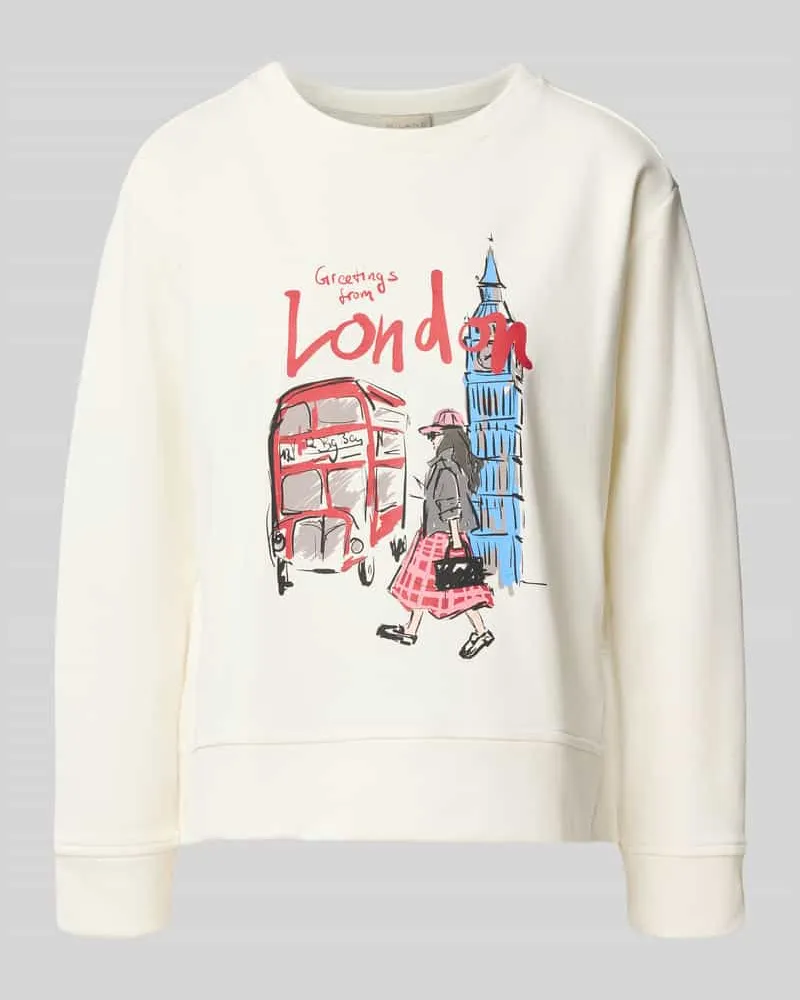 Milano Italy Sweatshirt mit Motiv-Print und Rundhalsausschnitt Offwhite