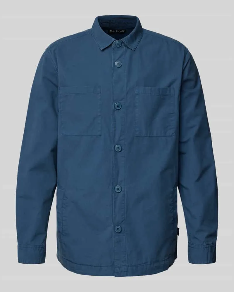 Barbour Slim Fit Overshirt aus reiner Baumwolle Modell 'RICKFELL Jeansblau