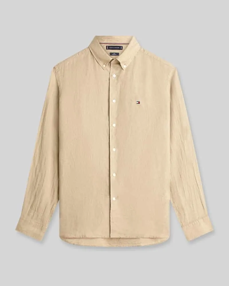 Tommy Hilfiger Regular Fit Freizeithemd aus reinem Leinen Beige