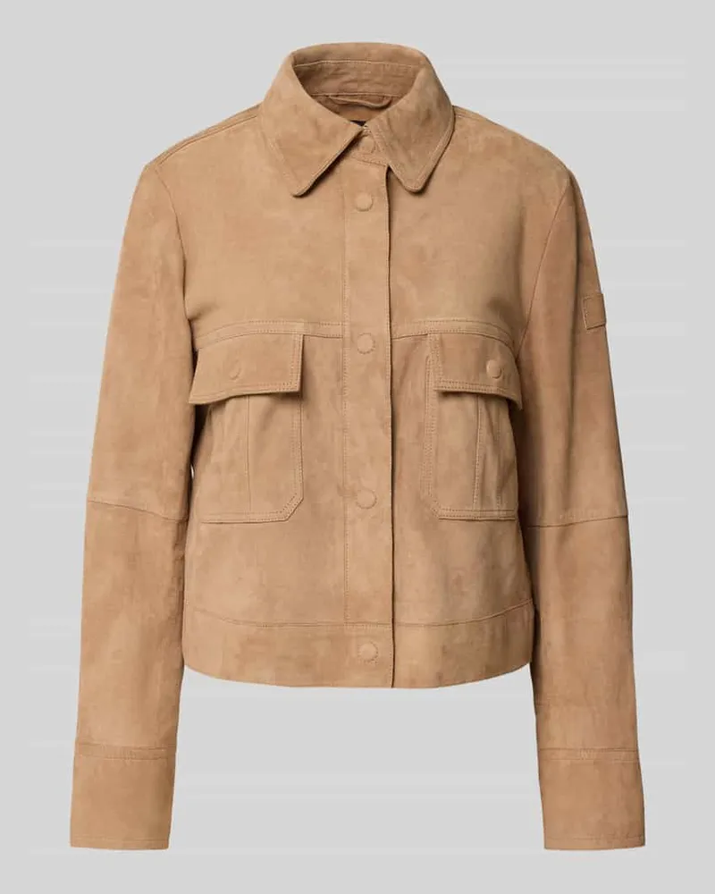 Peuterey Lederjacke mit Pattentaschen Modell 'Era Beige